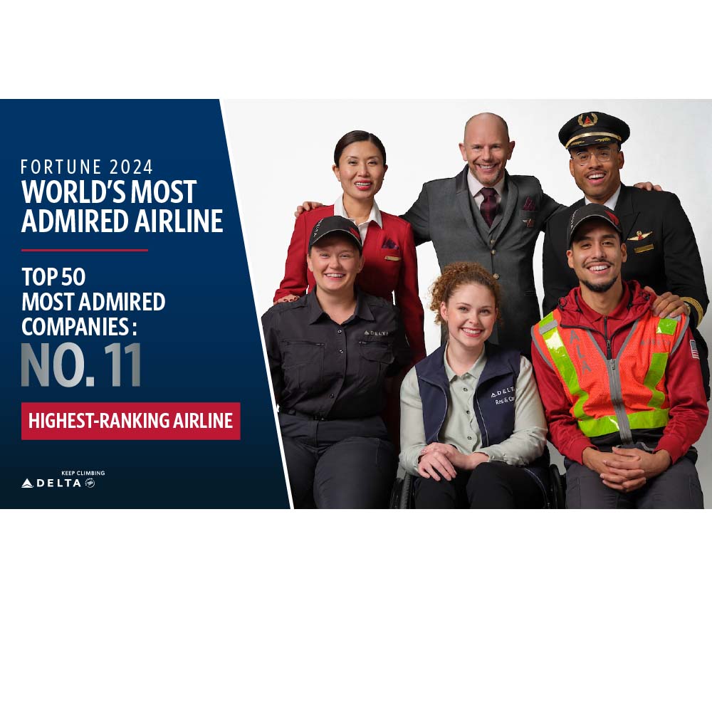Delta Ranks No. 11 On Fortune’s World’s Most Admired Companies