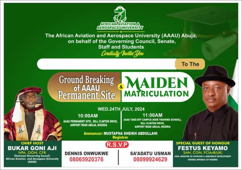 African Aviation & Aerospace University To Hold Maiden Matriculation July 24