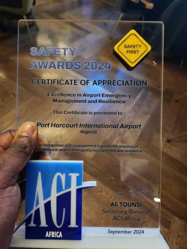 Port Harcourt Airport Wins ACI Africa Safety First Awards