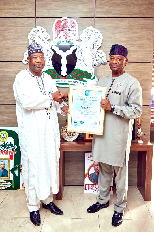 NAMA MD Presents ISO 9001, SERVICOM Certifications To Minister Keyamo