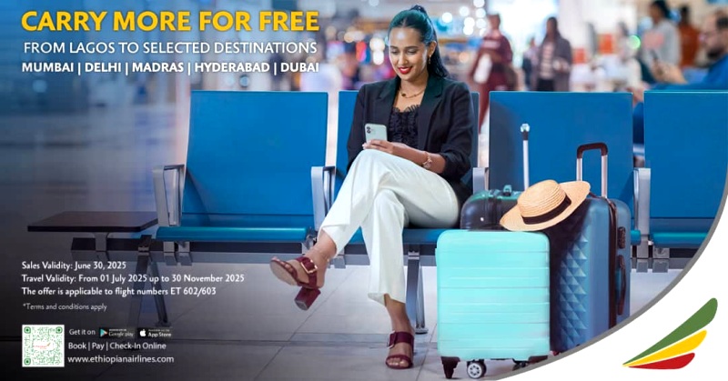 Ethiopian Offers Increased Baggage Allowance, Doubled Air Miles For New Lagos Flights