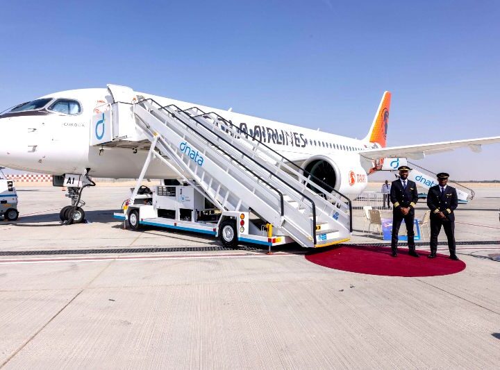 TAAG Angola Airlines Performs A220-300 Static Display During Dubai Airshow