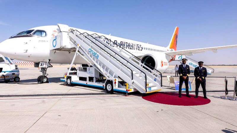 TAAG Angola Airlines Performs A220-300 Static Display During Dubai Airshow