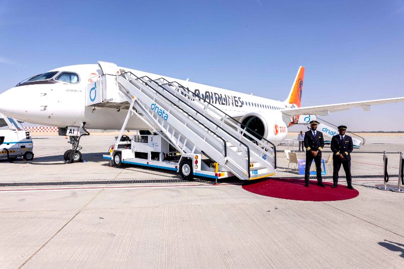 TAAG Angola Airlines Performs A220-300 Static Display During Dubai Airshow