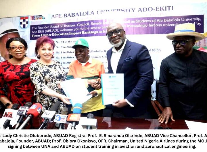 United Nigeria Airlines Signs MoU With Afe Babalola University To Train Students