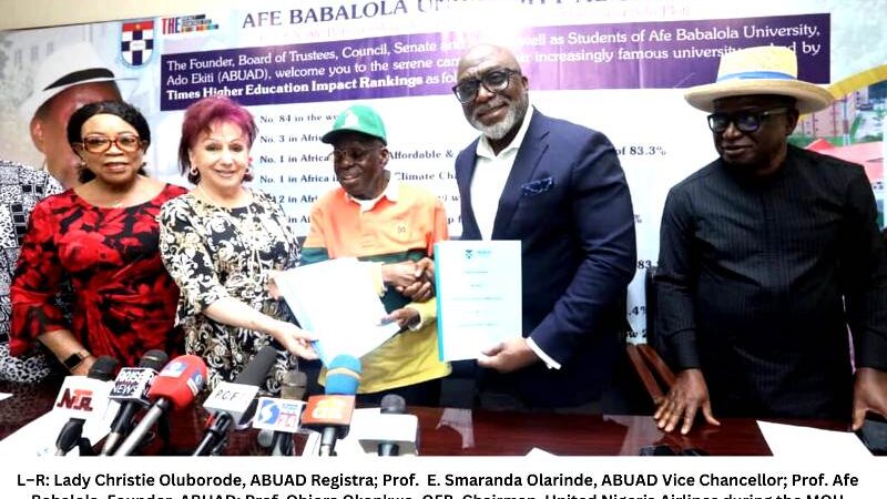 United Nigeria Airlines Signs MoU With Afe Babalola University To Train Students