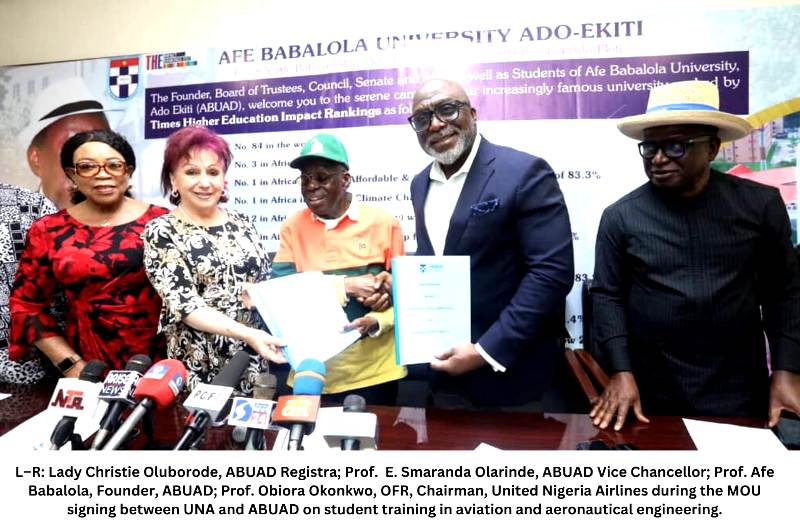 United Nigeria Airlines Signs MoU With Afe Babalola University To Train Students