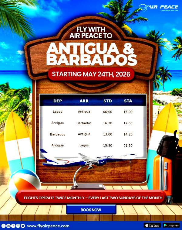 Air Peace Resumes Direct Non-Stop Flights to the Caribbean, May 2026