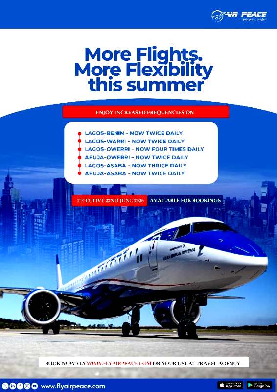 Air Peace Boosts Domestic Connectivity With Increased Frequencies, Capacity For Summer/Winter 2026