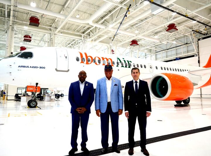 Governor Umo Eno Leads Pre-Delivery Inspection Of Ibom Air’s Third A220-300 In Canada