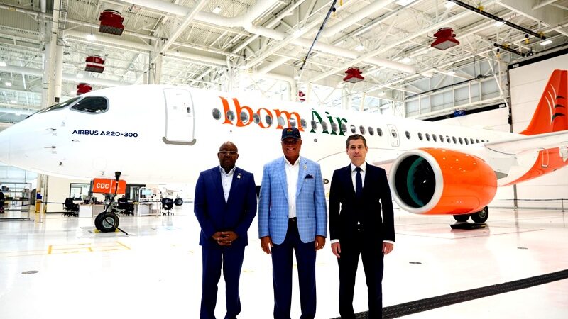 Governor Umo Eno Leads Pre-Delivery Inspection Of Ibom Air’s Third A220-300 In Canada