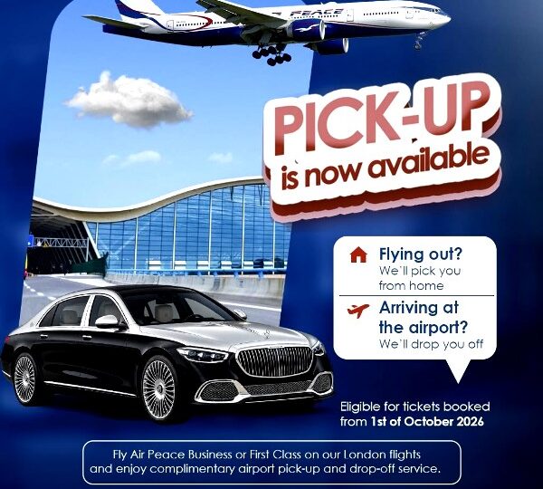 Air Peace Enhances Premium Travel Experience With Complimentary Pick-Up, Drop-Off Service